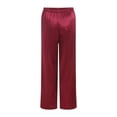 thumbnail image 6 of TTUHYWXI Womens Wide Leg Pajama Pants Satin Silk Casual Loose Elastic Waist Lounge Pants Pj Bottoms (Wine, M), 6 of 9