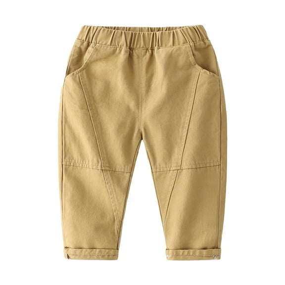 XBASW Kids Baby Boys Girls Chino Pants Solid Color Cargo Pants Toddler Elastic Waist Trousers with Pockets for Spring Autumn Summer 18M-5T