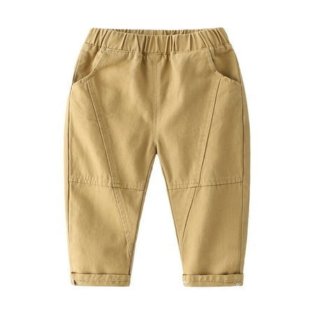 

XBASW Kids Baby Boys Girls Chino Pants Solid Color Cargo Pants Toddler Elastic Waist Trousers with Pockets for Spring Autumn Summer 18M-5T