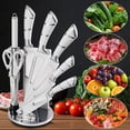 thumbnail image 4 of 9PCS White Kitchen Knife Set Stainless Steel Hollow Handle Chef Knives Complete Set, 4 of 11