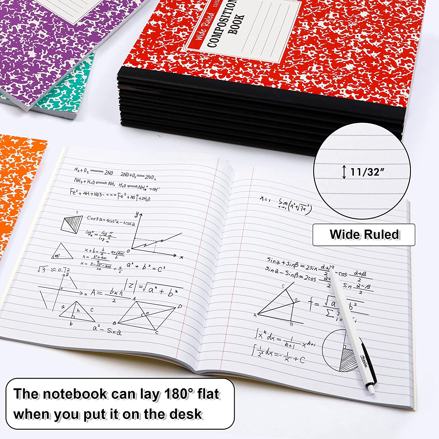 Feela Composition Notebook 8-Pack Pastel Colors Wide Ruled photo 6