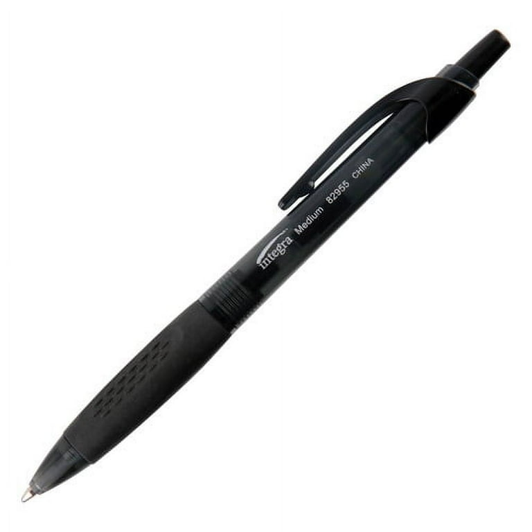 Integra Easy Click Retractable Ballpoint Pen - Medium Pen Point - Retractable - Black - Black Barrel - 1 Dozen Integra Easy Click Retractable Ballpoint Pen - Medium Pen Point - Retractable - Black - Black Barrel - 1 Dozen