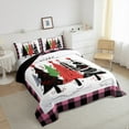 thumbnail image 3 of jejeloiu Cartoon Christmas Tree Bedding Comforter Set,Pinkue Geometric Grid Twin Comforter Sets,Xmas Theme Bedding Set,Microfiber Room Decor Reversible,2-Piece, 3 of 8