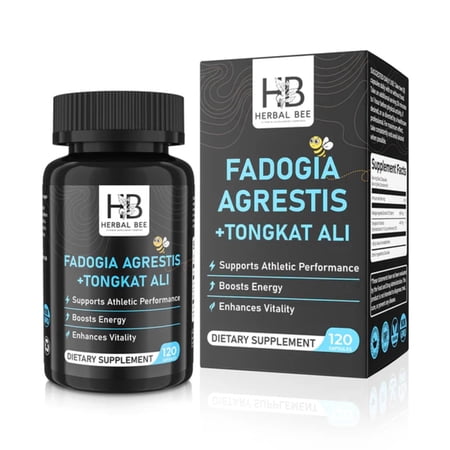 Herbal Bee Fadogia Agrestis and Tongkat Ali Capsules, Testosterone Supplement for Performance, Energy, and Vitality, 120 Count