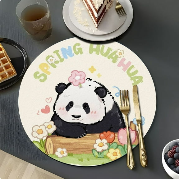 Panda Design Heat Resistant Placemat Round Table Protector Non-Slip Kitchen Dining Decor