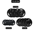 thumbnail image 2 of HAJEX Standard Tri Grip Cast Iron Weight Plates Set 1 inch - 70LB Set - (2.5LB, 5LB, & 10LB), 2 of 5
