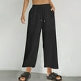 thumbnail image 2 of Maean Women's Wide Leg Pants Elastic High Waist Drawstring Baggy Casual Home Ankle Trousers with Pockets, 2 of 7