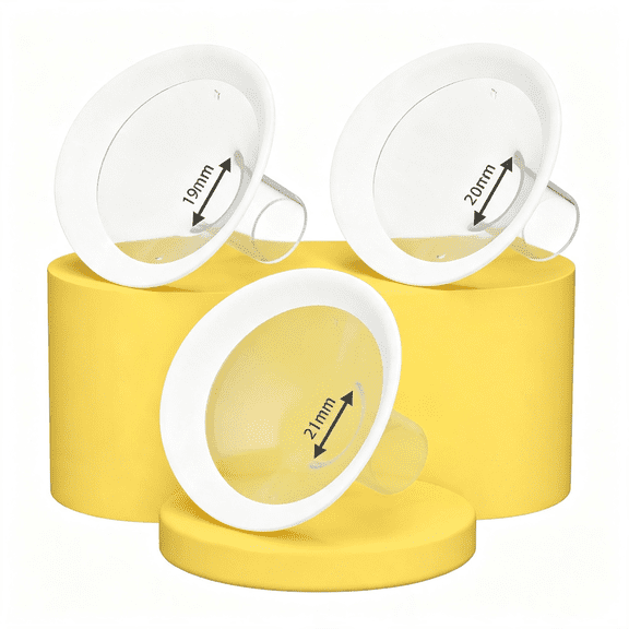 XIRQI 3Pcs 19/20/21Mm Oval Flanges Breast Pump Parts Compatible with Medela Breast Pumps Personalfit, Maxflow, Freestyle Flex Swing Maxi Connector, Soft Rim, 105° Wide Angle