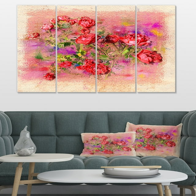 Illustration Pastel Roses - Impression sur Toile Art Floral