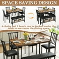 thumbnail image 3 of uhomepro Dining Table Set for 6, 6 Piece Kitchen Table Set with 4 PU Leather Chairs and Bench, Dining Set with Storage Rack for Dining Room, Kitchen and Apartment, Brown and Black, 3 of 15
