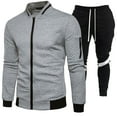 thumbnail image 2 of KKBOTIVE Mens Tracksuits 2 Pieces Casual Sport Sets Long Sleeve Jacket and Sweatpants Suits Color Block Jogging Sweatsuits ( Light Gray Size: S ), 2 of 3