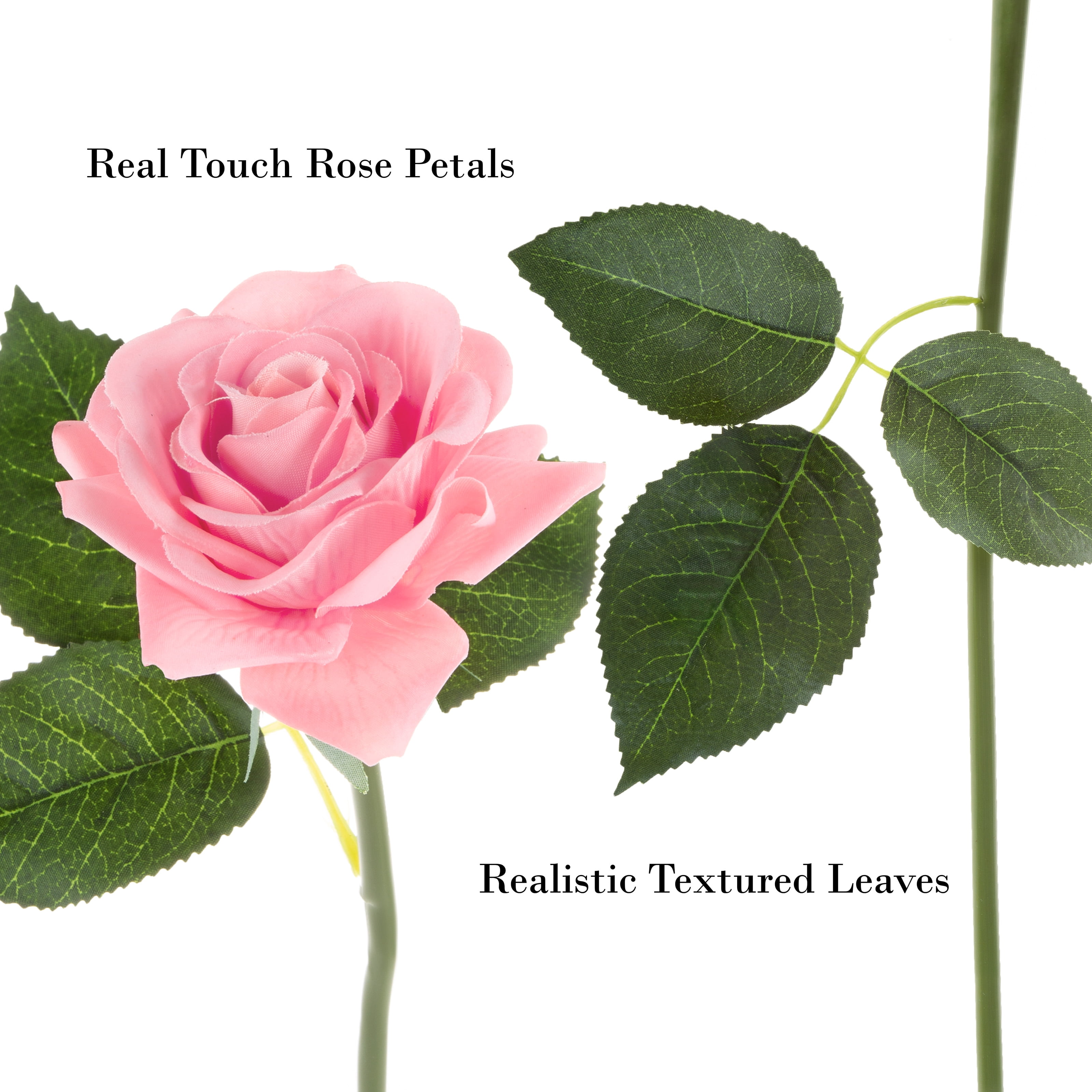 Villacera Artificial Flower Bouquet – 18-Piece Real Touch Faux Roses (Pink)