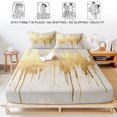 thumbnail image 5 of Queen Size Fitted Sheet Set - Modern Gold 3 Piece Bedding Sets 16" Deep Pocket Fitted Sheet with 2 Pillowcases, Abstract Minimalist Grunge Art Color Block Brushed Microfiber Hotel Luxury Bed Sheets, 5 of 9