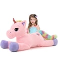 thumbnail image 1 of Animal de peluche Tezituor, unicornio gigante, 110 cm, rosa, para niños, 1 of 7