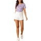 thumbnail image 2 of INSPIRAR CHIC Blusa de Cuello Redondo de Manga Corta con Estampado Floral para Mujeres XS Lavanda, 2 of 7