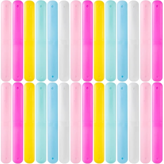 48 PCS Toothbrush Case Set,Travel Toothbrush Case,Plastic Portable Toothbrush Holder,Dust-proof Toothbrush Box Storage,Toothbrushes Carrier for Traveling,Bathroom,School,Home, Camping,6 Colors