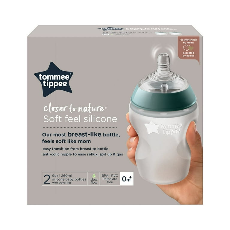 Tommee Tippee Closer to Nature Soft Feel Silicone Baby Bottles (9oz, 2  Count)