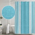 thumbnail image 4 of 60x72 Inch Shower Curtains for Bathroom, Vintage Cyan Blue Striped Fabric Bath Curtain Decor, Farmhouse Modern Stripes Boho Waterproof Restroom Curtains Shower Set Accessories with 12 Hooks 60 Inch, 4 of 6