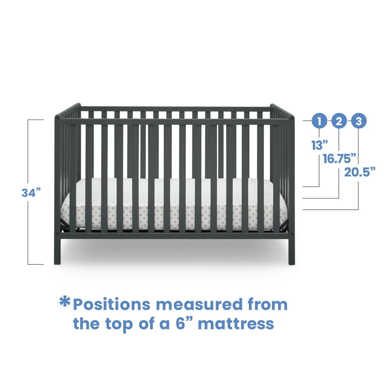 Delta Children Heartland 4-in-1 Convertible Baby Crib, Charcoal