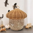 thumbnail image 4 of XINGXIANG Mushroom Basket with Lid,Easter Basket for Kids, Mushroom Storage Basket,Handmade Rattan Basket,Portable Picnic Basket,Woven Shelf Organizer for Doll House,Home Decoration(Round), 4 of 6