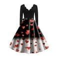 thumbnail image 4 of Fgvctg Valentine'S Day Wedding Guest Dresses For Women Love Heart Print Cocktail Dresses Vintage 50'S V Neck Dress Long Sleeve Dressy Elegant Date-Night Outfit Dark Gray L, 4 of 4