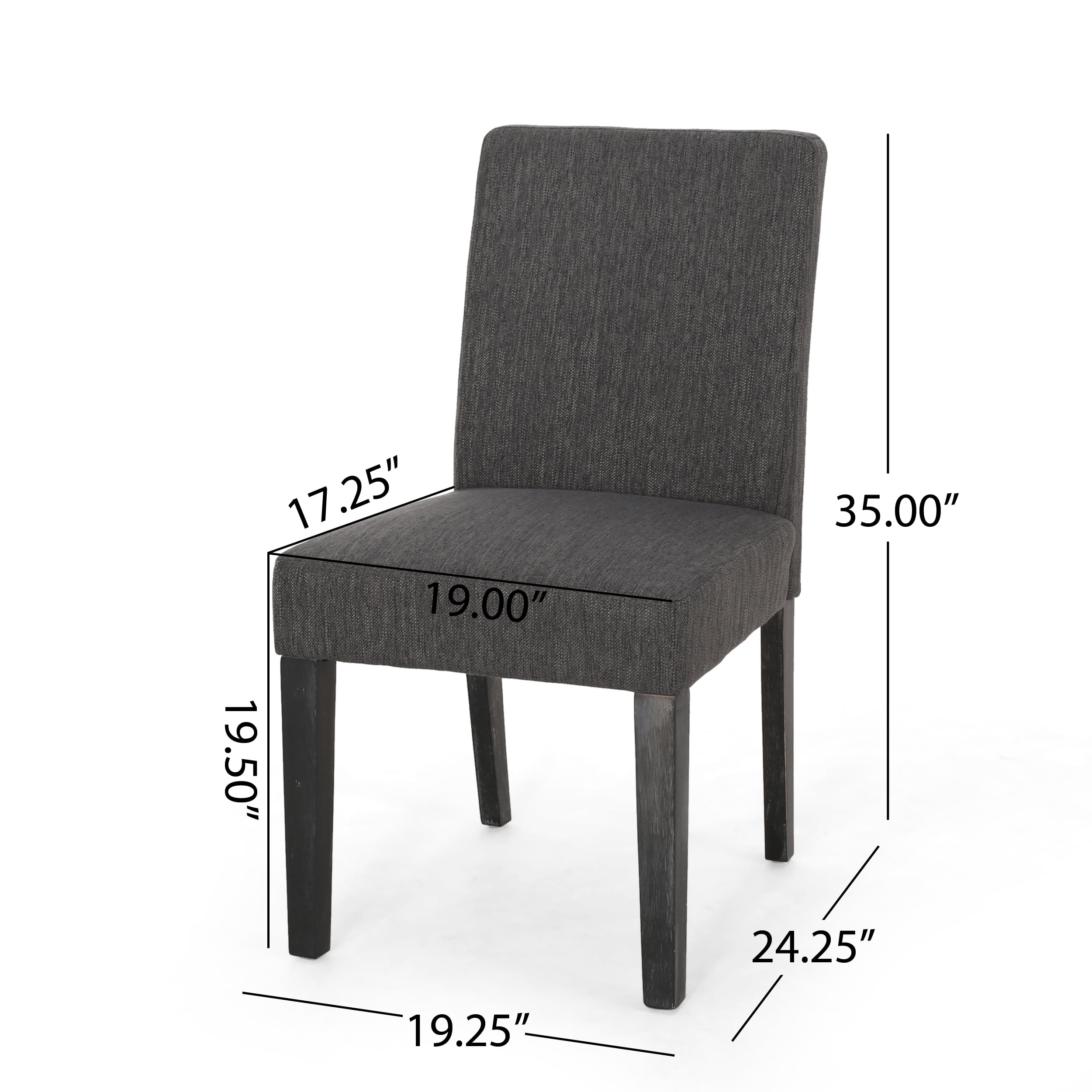 Noble House Benewah Fabric Upholstered Dining Chair, Set of 2, Charcoal, Gray