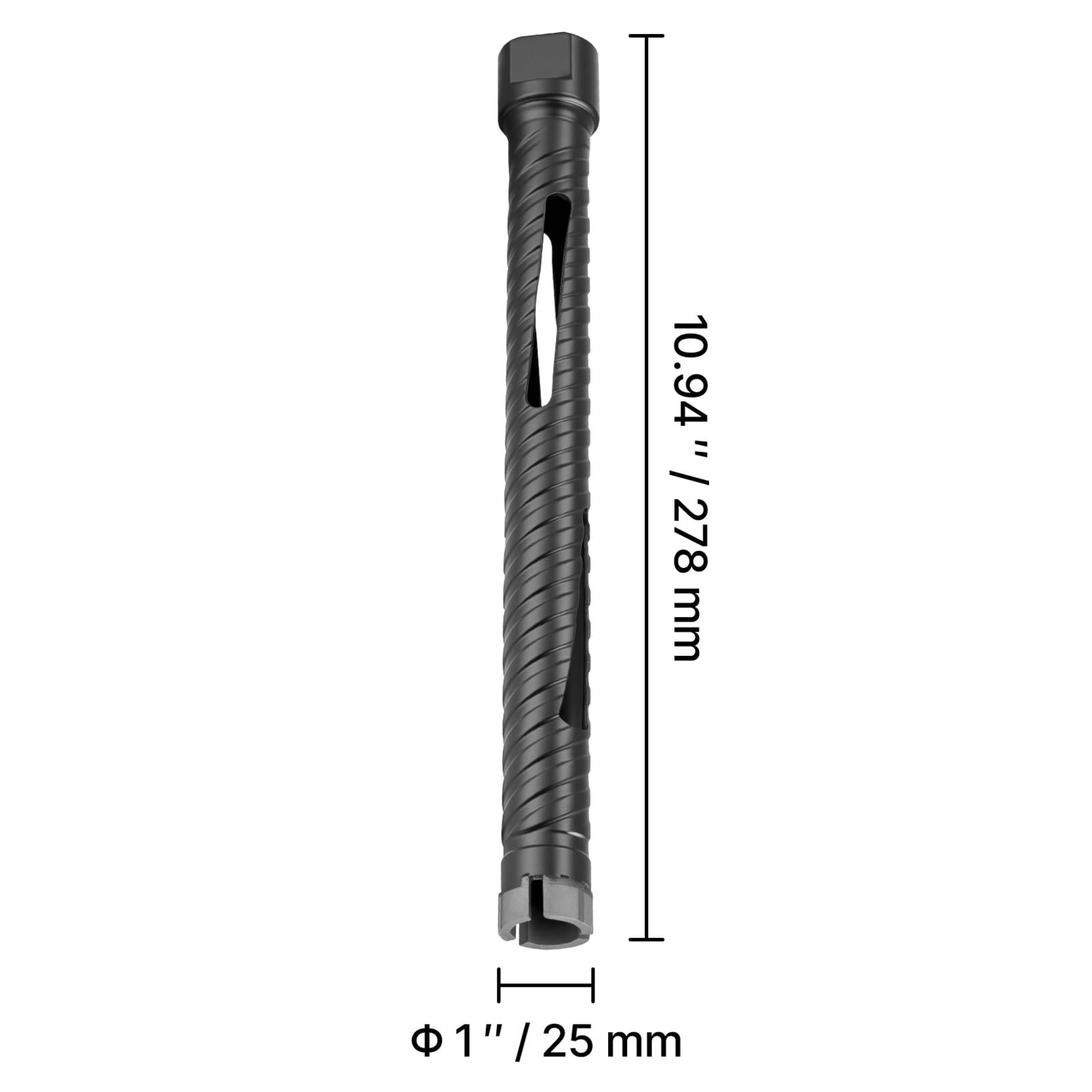 VEVOR Core Drill Bit, 1 inch Diameter, 9-1/2 inch Drilling Depth, 5/8-11 Internal Thread, Diamond Dry Coring Bit with 3 Adapters, Pilot Drill and Hex Wrench, for Concrete, Red Bricks, and Masonry