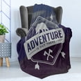thumbnail image 4 of Saying Soft Flannel Fleece Throw Blanket, Adventure Logo a Words Hatchets and Bear Mountain Landscape, Cozy Plush for Indoor and Outdoor Use, 70" x 90", Stale Blue, by Ambesonne, 4 of 5