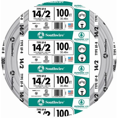 Southwire 13054226 14/2WG UF Wire 100-Foot Approved for Direct Burial