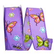 thumbnail image 1 of Reliant Ribbon 93617W-064-09H 10.5 in. 20 Yards Butterfly & Bees Bright Wired Edge Ribbon, Purple, 1 of 1
