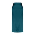 thumbnail image 6 of Women's Satin Midi Skirt, Solid Color Slip Bodycon Maxi Skirt, Elegant Flowy Slit Skirt for Wedding Guest, Party and Formal Occasions,Dark Green,S, 6 of 9