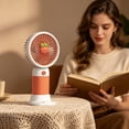 thumbnail image 6 of PoyoKee Portable Fan, 3 Speeds Adjustable Tilt Mini Handheld Fan, Quiet Usb Rechargeable Desk Fan for Outdoor Travel Essentials Makeup, 6" , Orange, 6 of 8