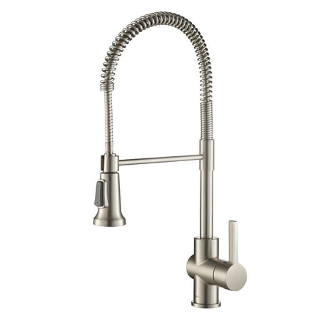 KRAUS Britt™ Single Handle Commercial Kitchen Faucet with Dual Function Sprayhead in all-Brite™ Spot Free Stainless Steel (Best Quality Kitchen Faucet Brand)