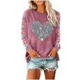 thumbnail image 2 of Aloohaidyvio Women's Sequins Heart Sweatshirt Casual Casual Long Sleeve Crew Round Valentines Day Pullover Tops, 2 of 5