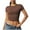 Brown-02, variant on Short Sleeve Shirts for Women Round Neck Basic Double Lined Tees Fitted Crop Tops