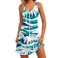 thumbnail image 2 of Huresd Tank Dress for Women 2024 A Line Flowy Mini Dress with Pocket V Neck Sleeveless Hawaiian Palm Tree Print Beach Dresses for Women Light Blue S, 2 of 7