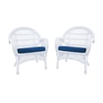 thumbnail image 1 of Jeco Chaise en Osier avec Coussin Bleu - Ensemble de 2, Blanc, 1 of 2