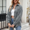 thumbnail image 6 of Kaprioy Womens Button Down Flannel Plaid Shirts Long Sleeve Oversized Shackets Business Loose Casual Fall Fashion Tops Jackets with Pockets Women Business Shirt Pocket Long Sleeve T Shirt Shirts, 6 of 7