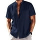 thumbnail image 5 of Camisas s Para Hombre Interior Camisa casual con botones para hombre Camisa de manga corta de color sólido Tops (Navy, XXL), 5 of 6