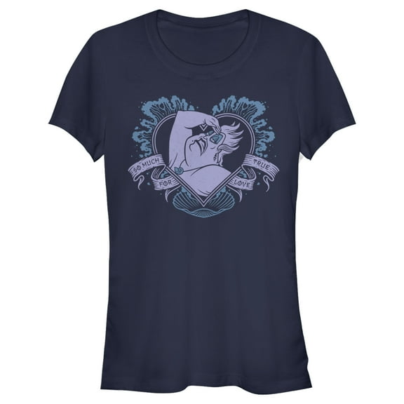 Junior's The Little Mermaid Ursula So Much For True Love Heart  Graphic Tee Navy Blue 2X Large
