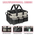 thumbnail image 6 of Large Canvas Cleaning Bag With Handle And Crossbody Strap, Multifunctional Storage Tool Bag For Cleaning Supplies, Roomy Divided Caddy For Home Office Organization, Pink White, 17.7 x 10.2 x 9 In, 6 of 6