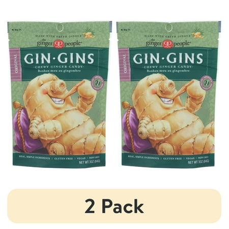 (2 pack) The Ginger People Gin Gins Original Chewy Ginger Candy, 3 oz