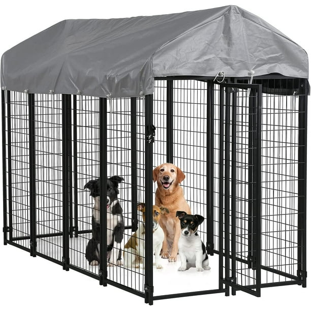 8 x 4 x 6 Ft Heavy Duty Large Dog Kennel Outside, Outdoor Dog Pen for