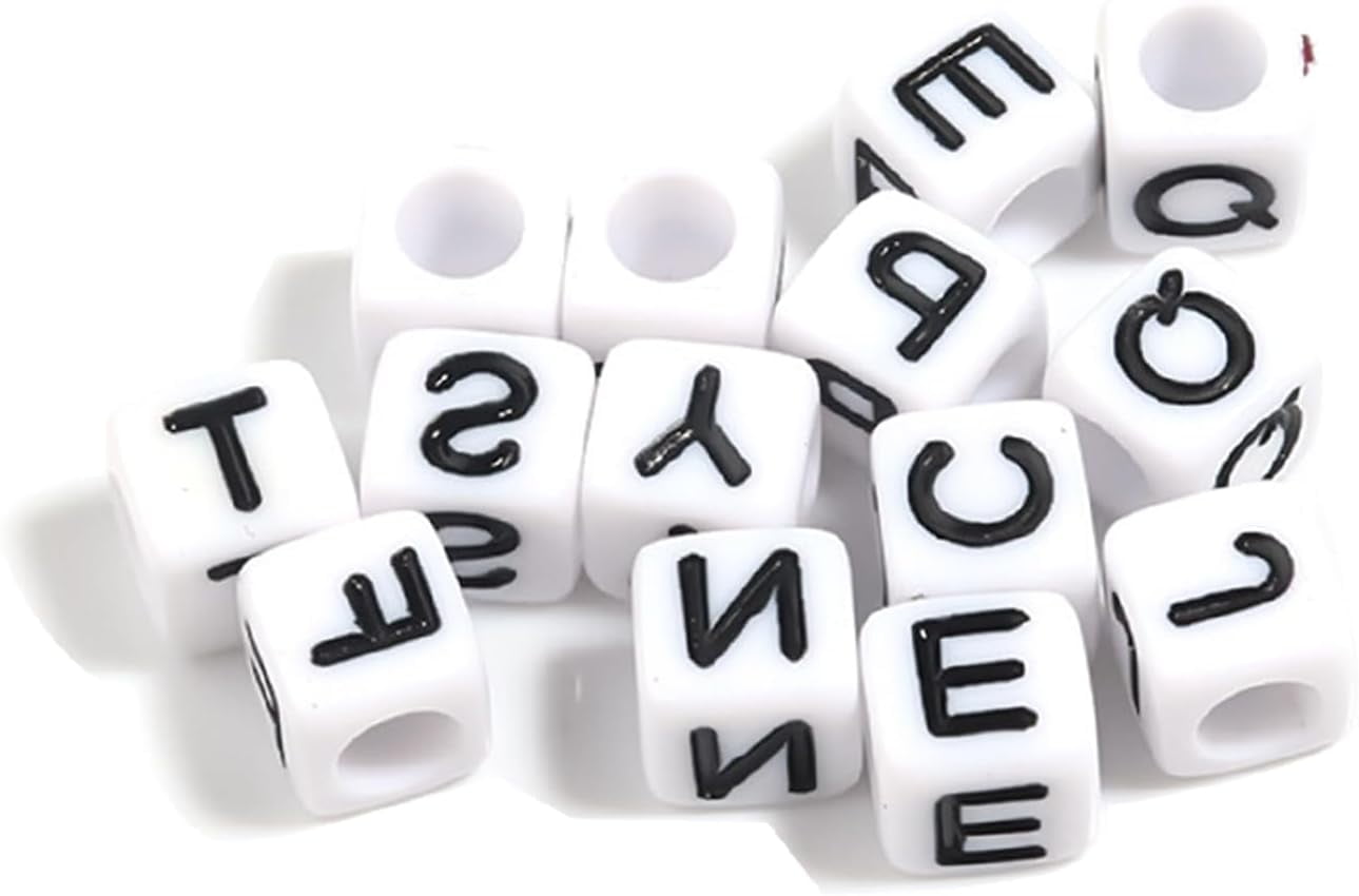 Bracelet Making Kit, Square Letter Beads, Word Beads for Bracelets, Bulk Colored Lettered Beads with Name Beads, for Keychain and Bracelet Making, Includes 1 Roll of 50M Crystal String Cord (6mm)