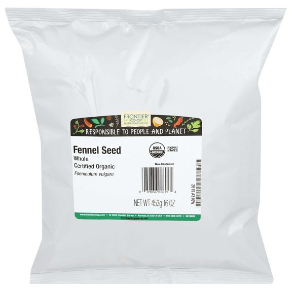 Frontier Herb Organic Whole Fennel Seed, 16 Ounce