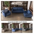thumbnail image 6 of LeisureMod 3-Piece Sofa Set with 2 Single-Seater and a Three-Seater Wide Couch Upholstered in Leather with Stainless Steel Legs Removable Back Cushion and Foam Filled Seat Inno Series in Dark Blue, 6 of 12