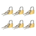 thumbnail image 1 of Candado de latón sólido Uxcell con llaves, 6 Pcs de 3/8" de ancho, candados impermeables y a prueba de óxido para unidades de almacenamiento, cobertizos, garajes, cercas, casilleros de gimnasio, 1 of 7