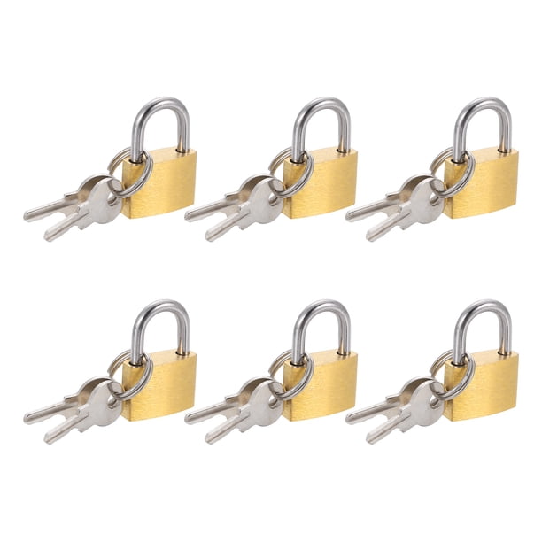 Candado de latón sólido Uxcell con llaves, 6 Pcs de 3/8" de ancho, candados impermeables y a prueba de óxido para unidades de almacenamiento, cobertizos, garajes, cercas, casilleros de gimnasio