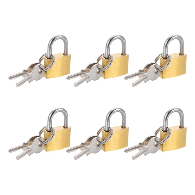 Candado de latón sólido Uxcell con llaves, 6 Pcs de 3/8" de ancho, candados impermeables y a prueba de óxido para unidades de almacenamiento, cobertizos, garajes, cercas, casilleros de gimnasio