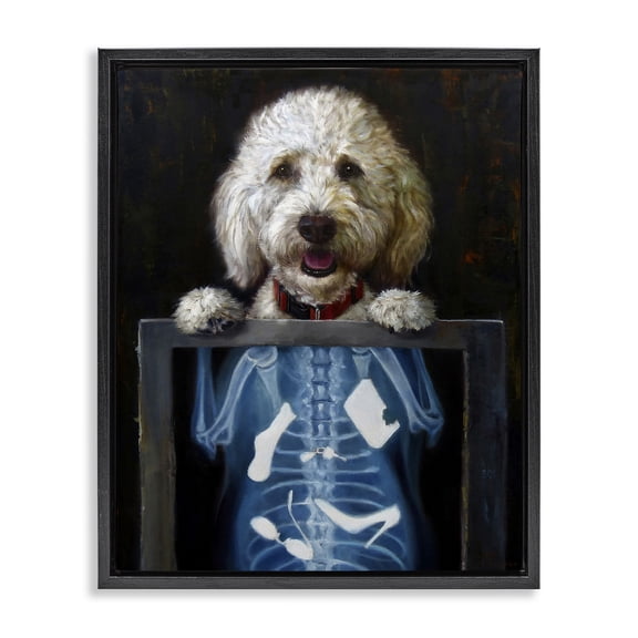 Stupell Industries Funny Dog X-Ray Snacks Animals & Insects Painting Black Floater Framed Art Print Wall Art